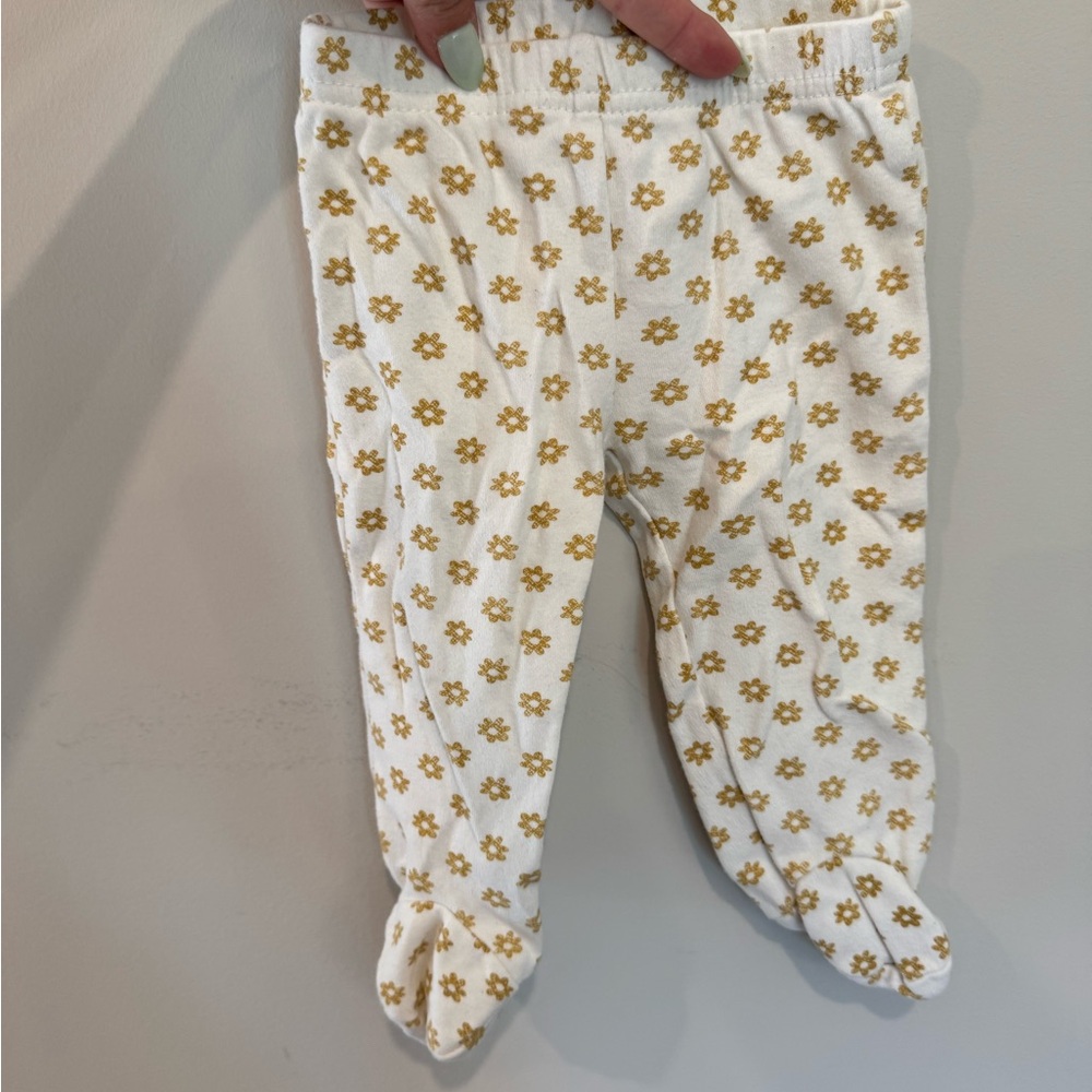 Chick Pea White and Gold Floral Baby Booted Leggings